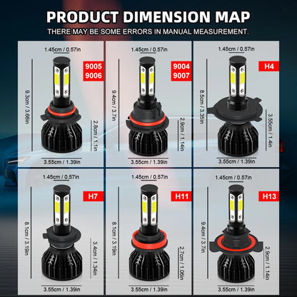 LED Car Headlights 6000K 8000K H7 H8 H9 H11 Automobiles Headlamp 12V 9005 HB3 9006 HB4 H4 H13 Auto Bulbs 9007 9004 Driving Light