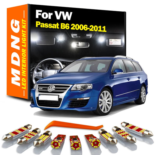 MDNG LED Interior Map Dome Door Foot Light Car Bulbs Kit For VW Volkswagen Passat B6 Sedan Variant 2006 2007 2008 2009 2010 2011