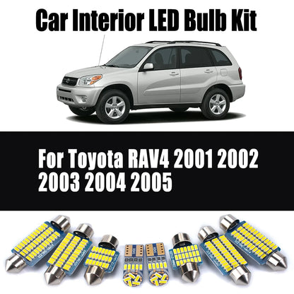 8Pcs Canbus Vehicle Bulb Interior LED Light Kit For Toyota RAV4 2001 2002 2003 2004 2005 Dome Map Reading No Error Auto Lamp