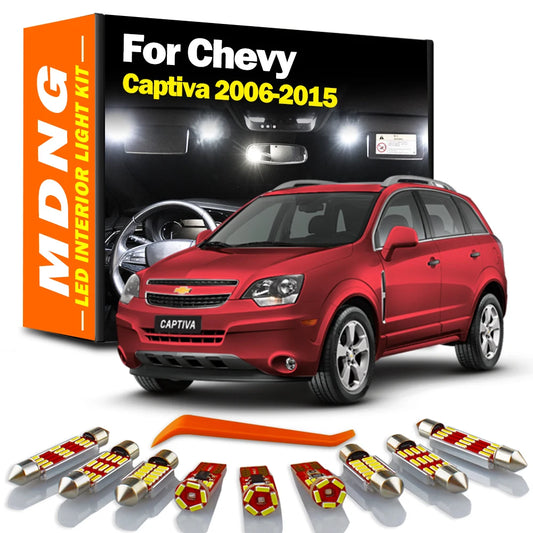 MDNG 12Pcs LED Interior Sun Visor Light Kit For For Chevrolet Chevy Captiva 2006 2007 2008 2009 2010 2011 2012 2013 2014 2015