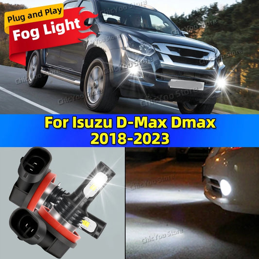 2Pcs 6000K Auto Fog Lights 20000LM CSP LED Car Fog Lamp Bulbs For Isuzu D-Max Dmax 2018 2019 2020 2021 2022 2023