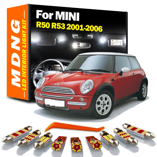 MDNG 13Pcs For MINI Cooper S R50 R53 2001 2002 2003 2004 2005 2006 Interior LED Bulbs Map Dome Mirror Light Kit Footwell Lamp