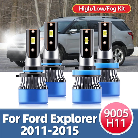 Roadsun 2/4X Auto Led Headlights For Ford Explorer 2011 2012 2013 2014 2015 Car Front Headlamp Turbo Fog Bulbs 120W 20000LM 12V