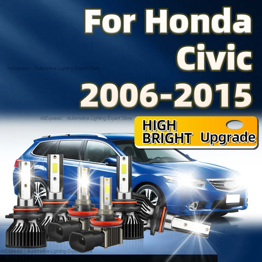 2/6Pcs LED 460W High Power Car Headlight Canbus Fog Light Kit HB3 Hb4 H11 Bulbs For Honda Civic 2006 2007 2008 2009 2010-2015