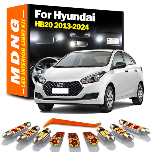11Pcs LED Interior Roof Sun Visor Trunk Plate Light Kit For Hyundai HB20 HB20S HB20X 2013- 2018 2019 2020 2021 2022 2023 2024