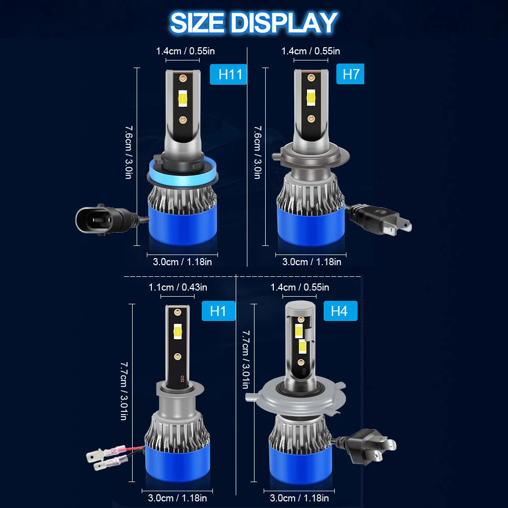1Pcs H4 H11 Led Motorcycle Headlight H7 H1 Motorbike Bulbs 15000LM CSP 360° High Bright 12V Lamp with Cooling Fan 6000K White