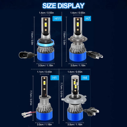 1Pcs H4 H11 Led Motorcycle Headlight H7 H1 Motorbike Bulbs 15000LM CSP 360° High Bright 12V Lamp with Cooling Fan 6000K White