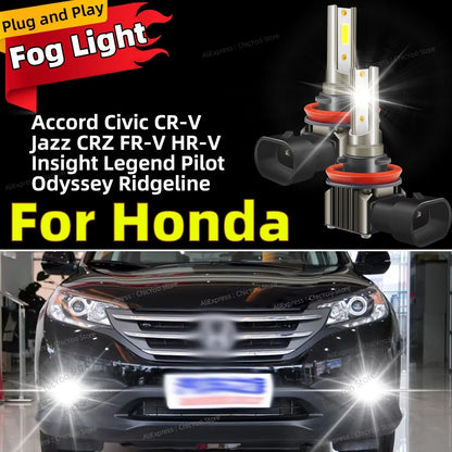 LED Car Fog Lights Bulb Front Lamp For Honda Accord Civic CR-V Fit Jazz CRZ FR-V HR-V Insight Legend Odyssey Pilot Ridgeline