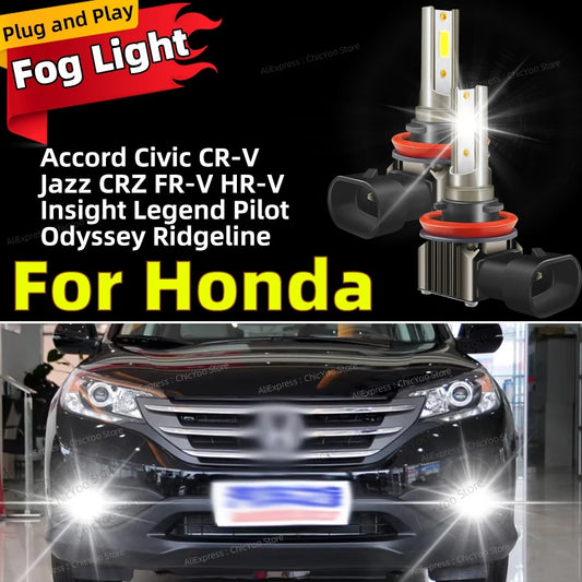 LED Car Fog Lights Bulb Front Lamp For Honda Accord Civic CR-V Fit Jazz CRZ FR-V HR-V Insight Legend Odyssey Pilot Ridgeline