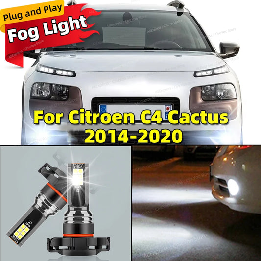 2Pcs 6000K LED Fog Lamp Car Bulbs Canbus Front Fog Light For Citroen C4 Cactus 2014 2015 2016 2017 2018 2019 2020