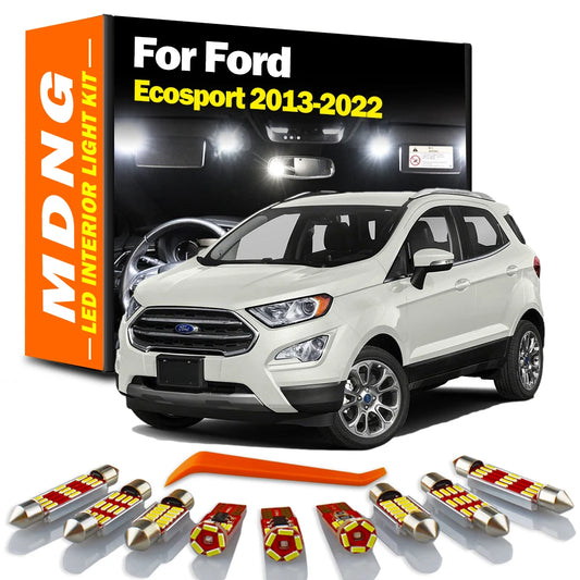 13Pcs For Ford Ecosport 2013- 2016 2017 2018 2019 2020 2021 2022 LED Bulb Interior Map Dome Trunk Light Kit Vanity Mirror Lamp