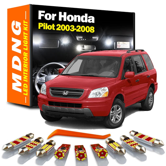 MDNG 20Pcs LED Interior Dome Map Reading Luggage Plate Light Kit For Honda Pilot 2003 2004 2005 2006 2007 2008 Car Accessories