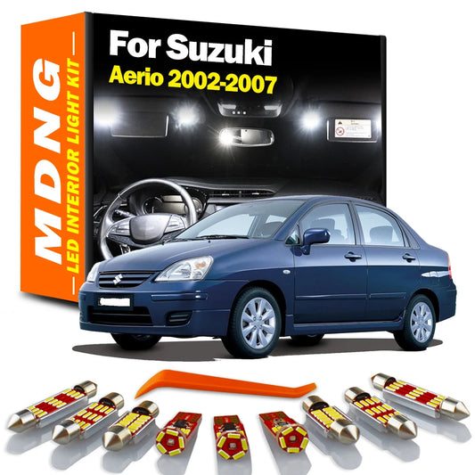 MDNG 10Pcs Canbus LED Interior Map Dome Trunk Light Kit For Suzuki Aerio 2002 2003 2004 2005 2006 2007 Car Led Bulbs No Error