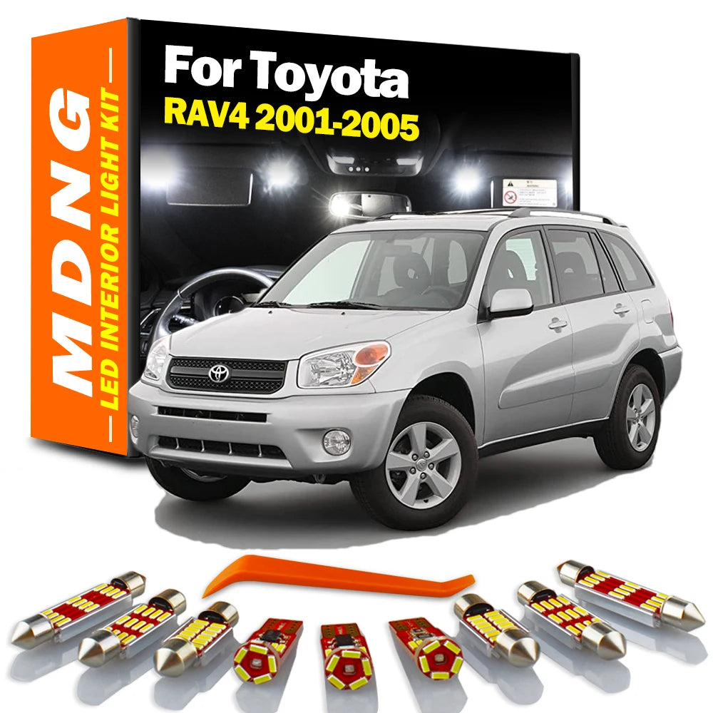 MDNG 8X Interior LED Light Kit For Toyota RAV4 2001 2002 2003 2004 2005 Canbus Vehicle Bulb Dome Map Reading No Error Auto Lamp