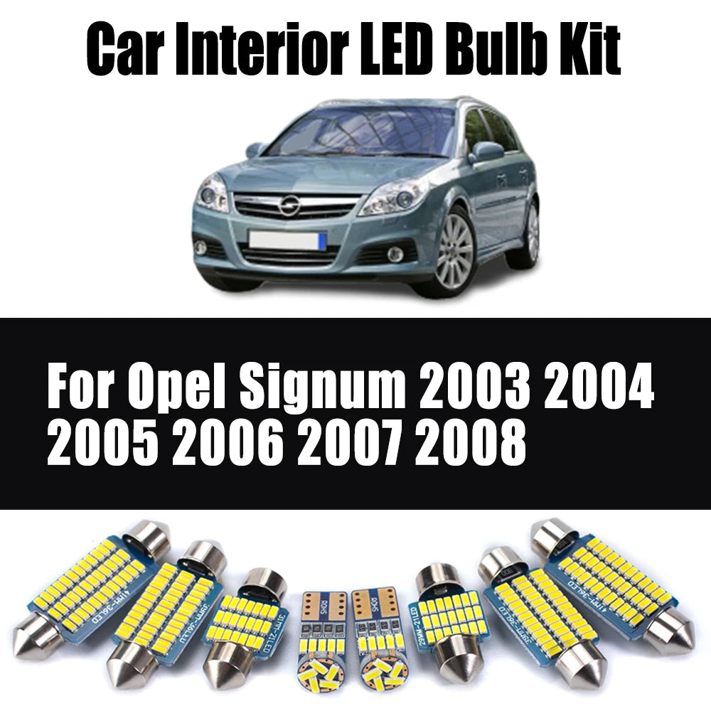 12Pcs Canbus LED Interior Ceiling Dome Map Trunk Light Kit For Opel Signum 2003 2004 2005 2006 2007 2008 Car Number Plate Bulbs