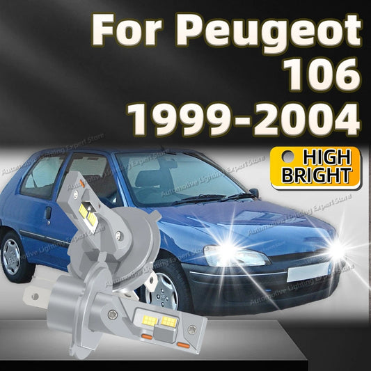 2Pcs 9003 H4 LED Headlight Canbus Fanless Design 12V Super Bright Light Bulbs For Peugeot 106 1999 2000 2001 2002 2003 2004