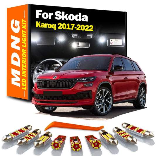 MDNG 13Pcs Car LED Interior Dome Map Trunk Light Bulbs Kit For Skoda Karoq 2017 2018 2019 2020 2021 2022 Reading Sunvisor Lamp