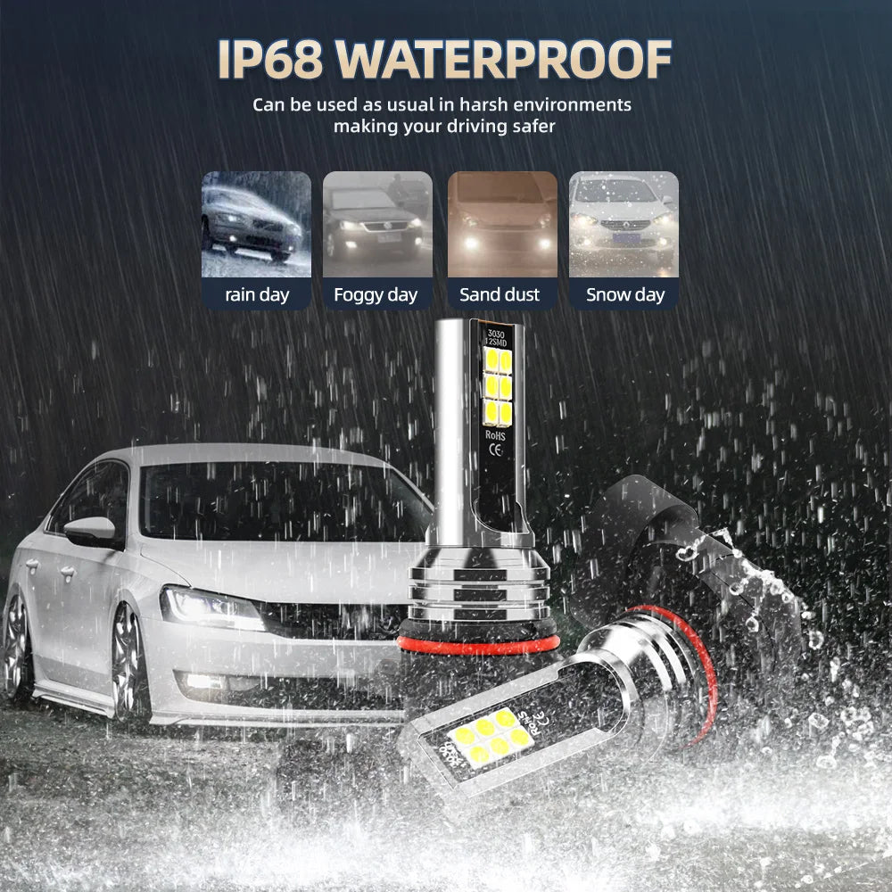 2Pcs LED Front Fog Light Car Bulb Accessories 6000K Canbus Lamp 80W For Toyota Fortuner 2012 2013 2014 2015 Plug and Play