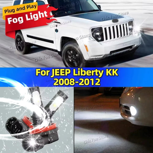 2X LED Car Light Front Fog Lamp Bulb 20000LM Ultra Bright For JEEP Liberty KK 2008 2009 2010 2011 2012 Plug and Play