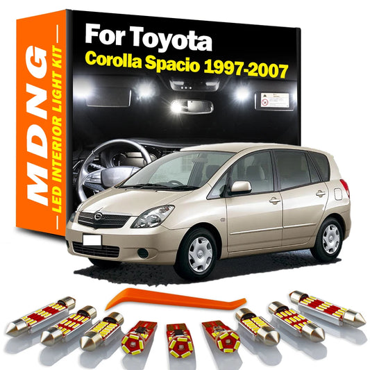MDNG Canbus For Toyota Corolla Spacio 1997-2004 2005 2006 2007 LED Bulbs Interior Reading Map Dome Light Kit License Plate Lamp
