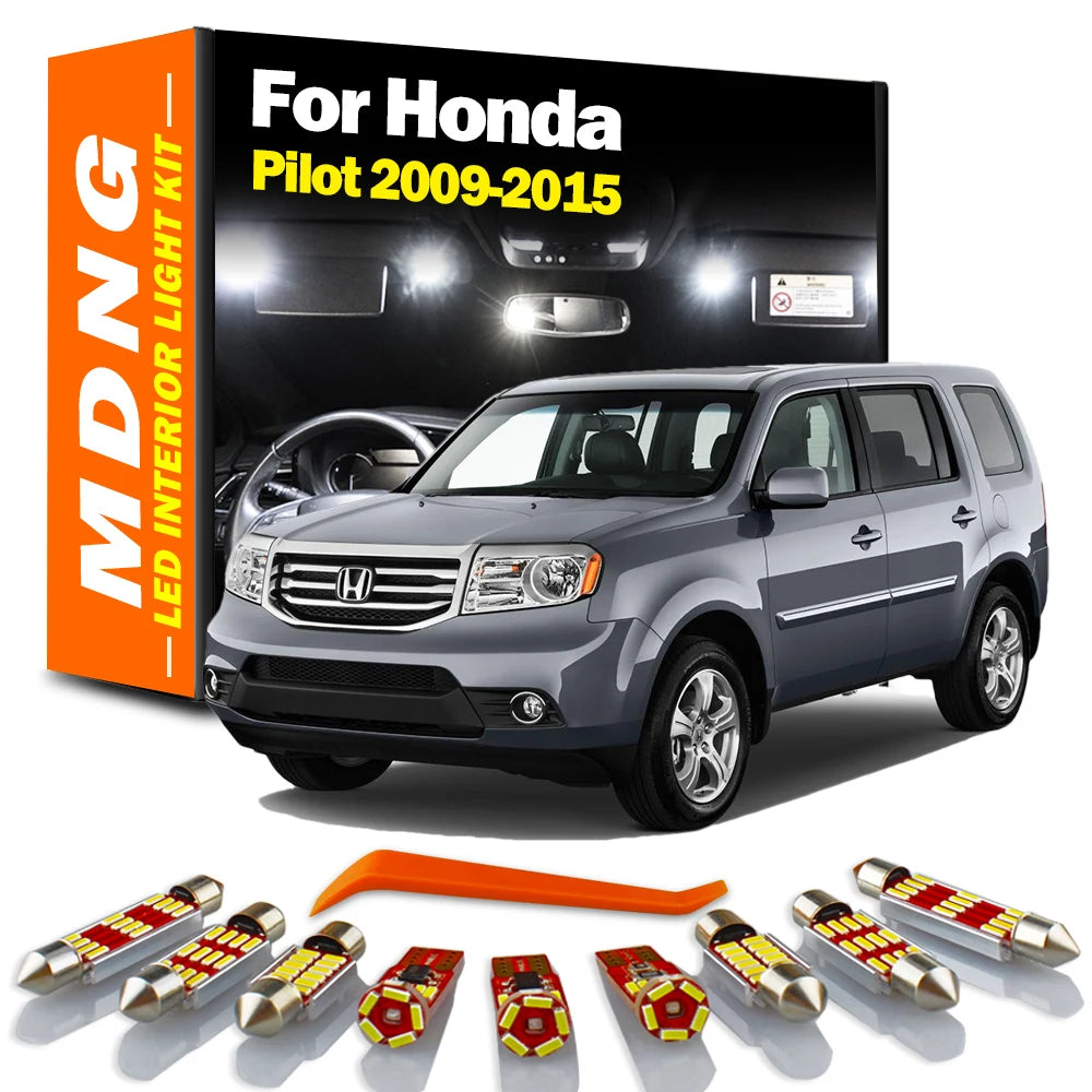 MDNG 19X Canbus Car LED Interior Light Kit For Honda Pilot 2009 2010 2011 2012 2013 2014 2015 Dome Map Trunk License Plate Lamp
