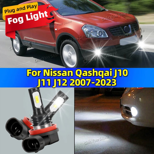 2X LED Car Light Front Fog Lamp Bulb 20000LM Ultra Bright For Nissan Qashqai J10 J11 J12 2007-2023 2008 2009 2010 2011 2012 2013