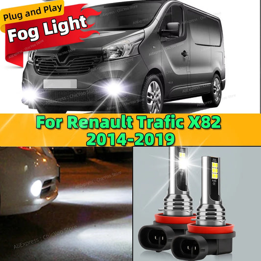 2Pcs 12V 6000K Front Fog Light LED Bulb Accessories Lamp Canbus For Renault Trafic X82 2014 2015 2016 2017 2018 2019