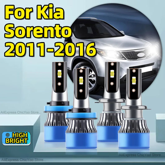 2/4Pcs 6000K Bulb H11 H7 Led Lamp CSP Car Headlight 28000LM with Cooling Fan For Kia Sorento 2011 2012 2013 2014 2015 2016