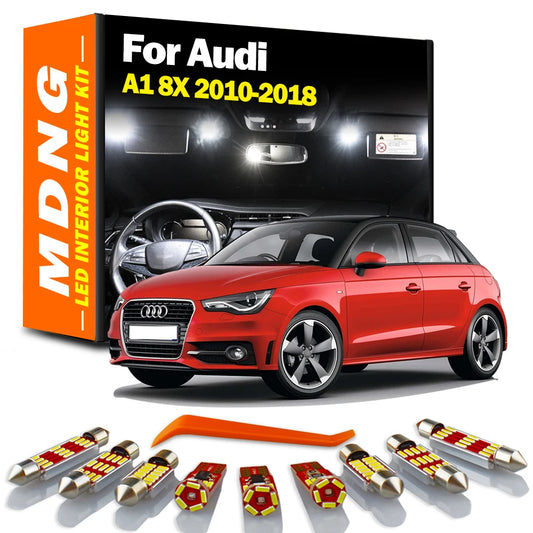 MDNG 8Pcs Car Bulbs For Audi A1 8X 2010 2011 2012 2013 2014 2015 2016 2017 2018 LED Interior Dome Reading Map Trunk Light Kit