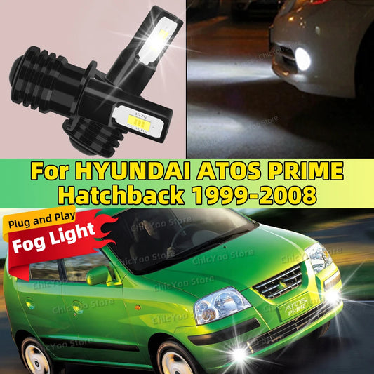 For HYUNDAI ATOS PRIME MX Hatchback 1999-2008 2004 2005 2006 2007 LED Fog Lamp Bulbs Car Front Fog Light White 6000K High Bright