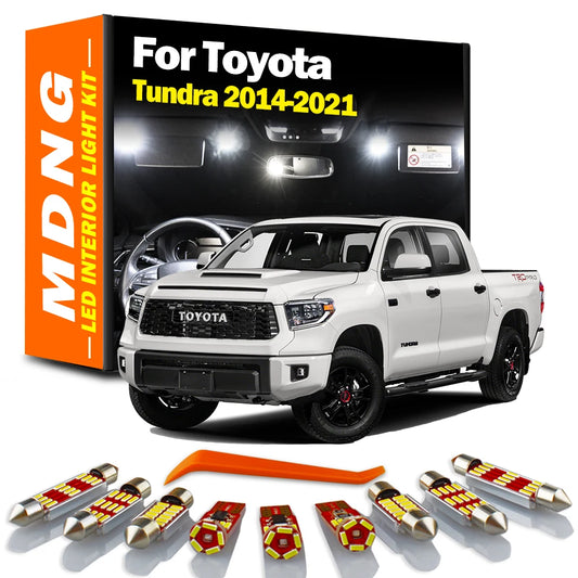 MDNG 21Pcs LED Interior Map Dome Trunk Sunvisor Light Kit For Toyota Tundra 2014 2015 2016 2017 2018 2019 2020 2021 Indoor Bulbs