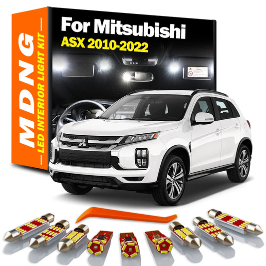 MDNG 11Pcs LED Interior Trunk Light License Plate Lamp Kit For Mitsubishi ASX 2010- 2018 2019 2020 2021 2022 Car Reading Bulbs