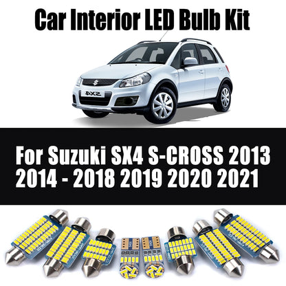 10Pcs Canbus For Suzuki SX4 S-CROSS 2013 2014 2015 2016 2017 2018 2019 2020 2021 Car Ceiling Bulbs LED Interior Trunk Light Kit