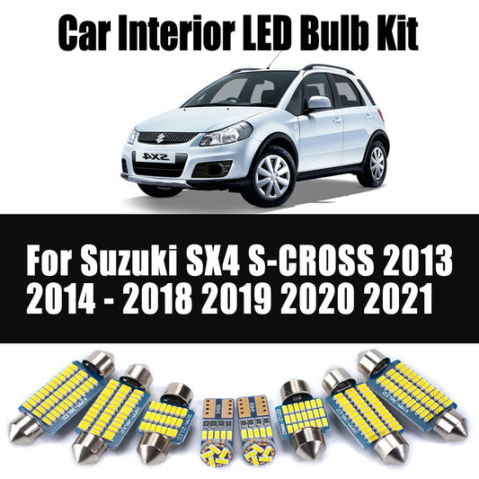 10Pcs Canbus For Suzuki SX4 S-CROSS 2013 2014 2015 2016 2017 2018 2019 2020 2021 Car Ceiling Bulbs LED Interior Trunk Light Kit