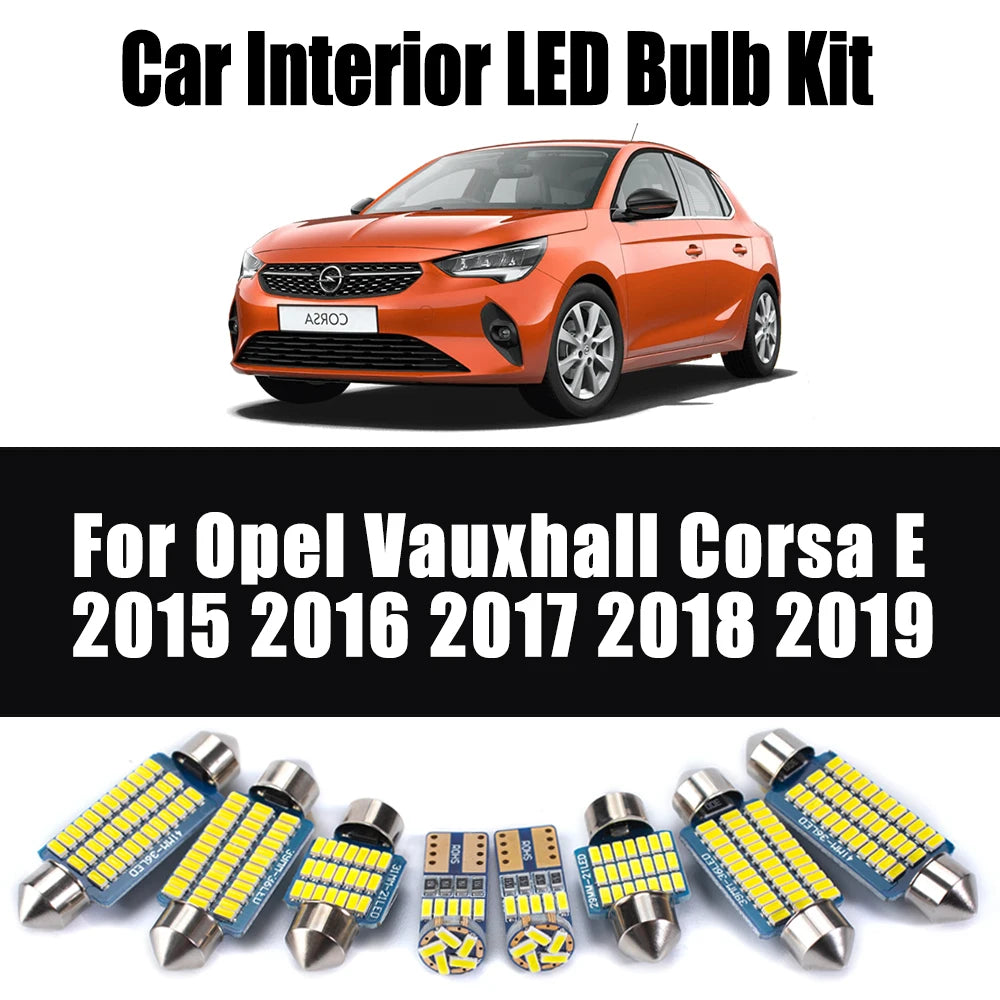 11Pcs Canbus Car Lighting LED Interior Map Dome Trunk Light Ceiling Bulb Kit For Opel Vauxhall Corsa E 2015 2016 2017 2018 2019