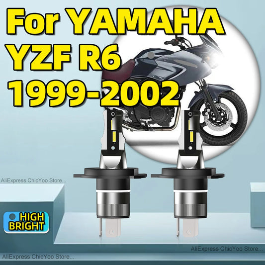 2Pcs 120W High Quality LED Motorcycle Headlight Moto Bulb H4 6000K Lamp Wireless For YAMAHA YZF R6 1999 2000 2001 2002