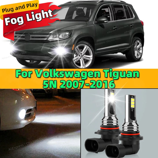 LED Front Fog Light Car Bulb Accessories 6000K Canbus Lamp 80W For Volkswagen VW Tiguan 5N 2007 2008 2009 2010 2011 2012-2016