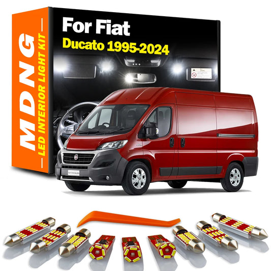 MDNG 12pcs Canbus No Error Car LED Interior Trunk Map Dome Glove box Light Kit For Fiat Ducato 1995-2022 2023 2024 Reading Bulbs