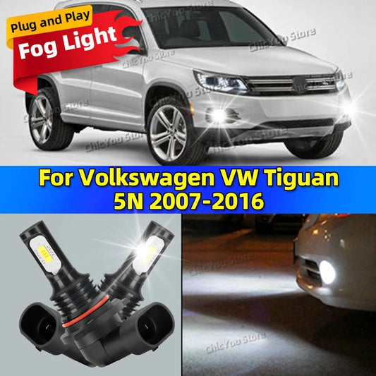2pcs LED Bulbs Car Fog Light 6000K Anti-Glare Lamp For Volkswagen VW Tiguan 5N 2007-2016 2008 2009 2010 2011 2012 2013 2014 2015