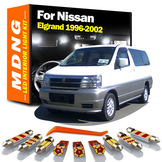 MDNG 16Pcs LED Interior Reading Plate Light Kit Car Bulbs For Nissan Elgrand E50 1996 1998 1999 2000 2001 2002 Car Accessories
