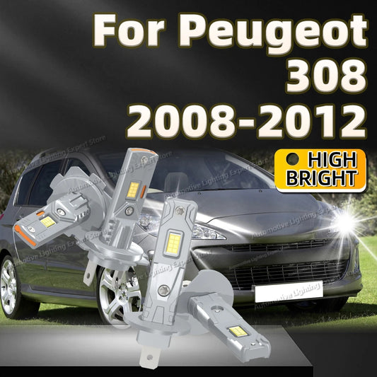 2/4Pcs LED Headlights 25000LM 6000K Auto Light 1: 1 Fanless Lamp For Peugeot 308 2008 2009 2010 2011 2012 Plug and Play