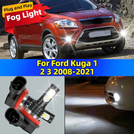LED Car Fog Light Bulbs LampFor Ford Kuga 1 2 3 2008-2021 2009 2010 2011 2012 2013 2014 2015 20000LM Ultra Bright Plug and Play