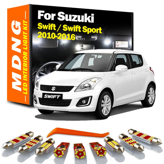 MDNG 9Pcs Canbus For Suzuki Swift For Swift Sport 2010- 2013 2014 2015 2016 LED Interior Map Dome Trunk Light Kit Car Plate Bulb