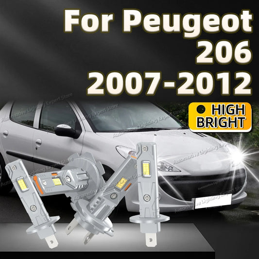 2/4Pcs LED Light Bulb 6000K Headlight Fanless CSP Car Lamp For Peugeot 206 2007 2008 2009 2010 2011 2012 Plug and Play
