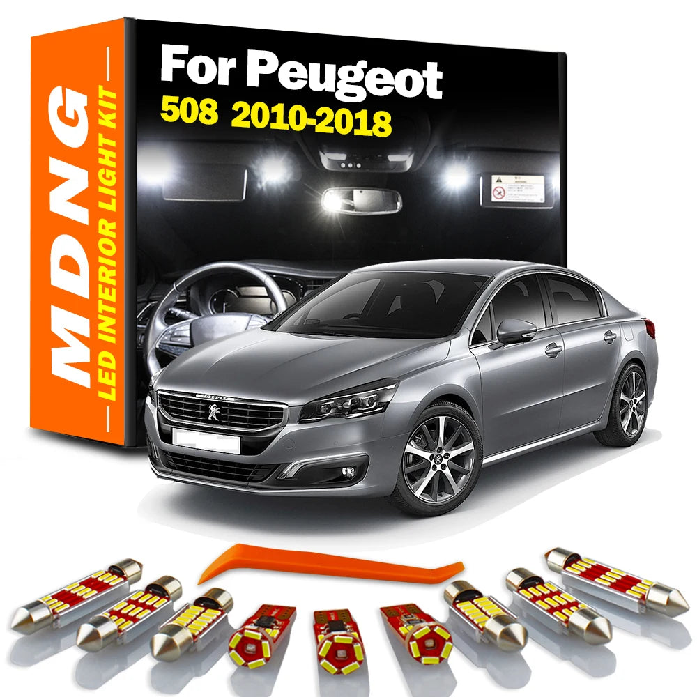 22Pcs LED Interior Map Dome Door Footwell Sunvisor Light Kit For Peugeot 508 MK1 2010 2011 2012 2013- 2016 2017 2018 Car Bulbs