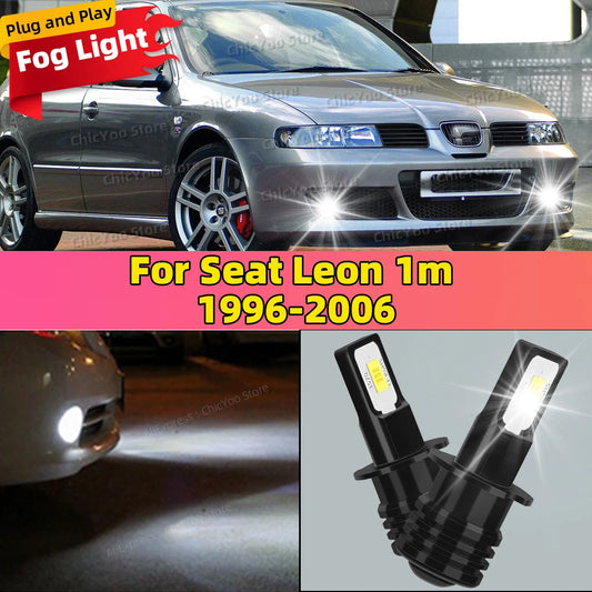 2PCS Car LED Fog Light Lamp Bulb For Seat Leon 1m 1996-2006 2000 2001 2002 2003 2004 2005 Replace Bulbs Accessories White