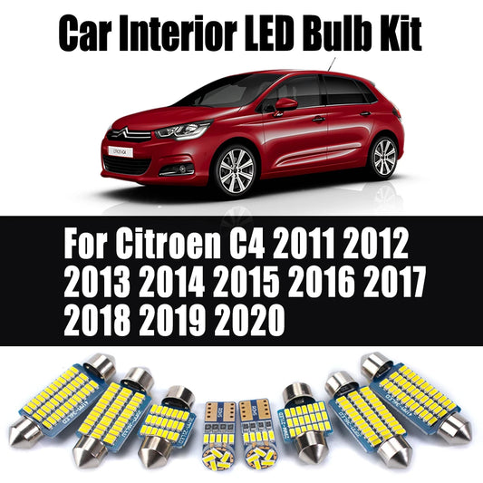 17Pcs LED Interior Reading Luggage Light Kit Car Accessories For Citroen C4 2011 2012 2013 2014 2015 2016 2017 2018 2019 2020