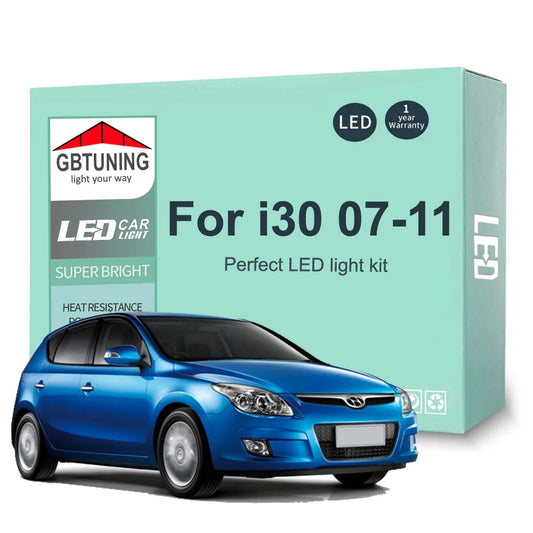 11Pcs Canbus Car LED Interior Light Bulb Kit For Hyundai i30 FD 2007 2008 2009 2010 2011 Vehicle Indoor Reading Dome Trunk Lamp