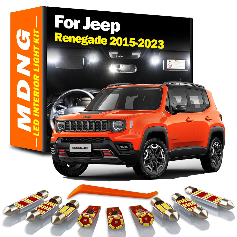 MDNG 12Pcs LED Bulbs Interior Map Dome Light Kit For Jeep Renegade 2015 2016 2017 2018 2019 2020 2021 2022 2023 Car Accessories