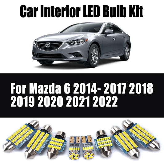 13Pcs Canbus For Mazda 6 2014- 2017 2018 2019 2020 2021 2022 Map Dome Trunk License Plate Lamp LED Interior Light Car Bulbs Kit